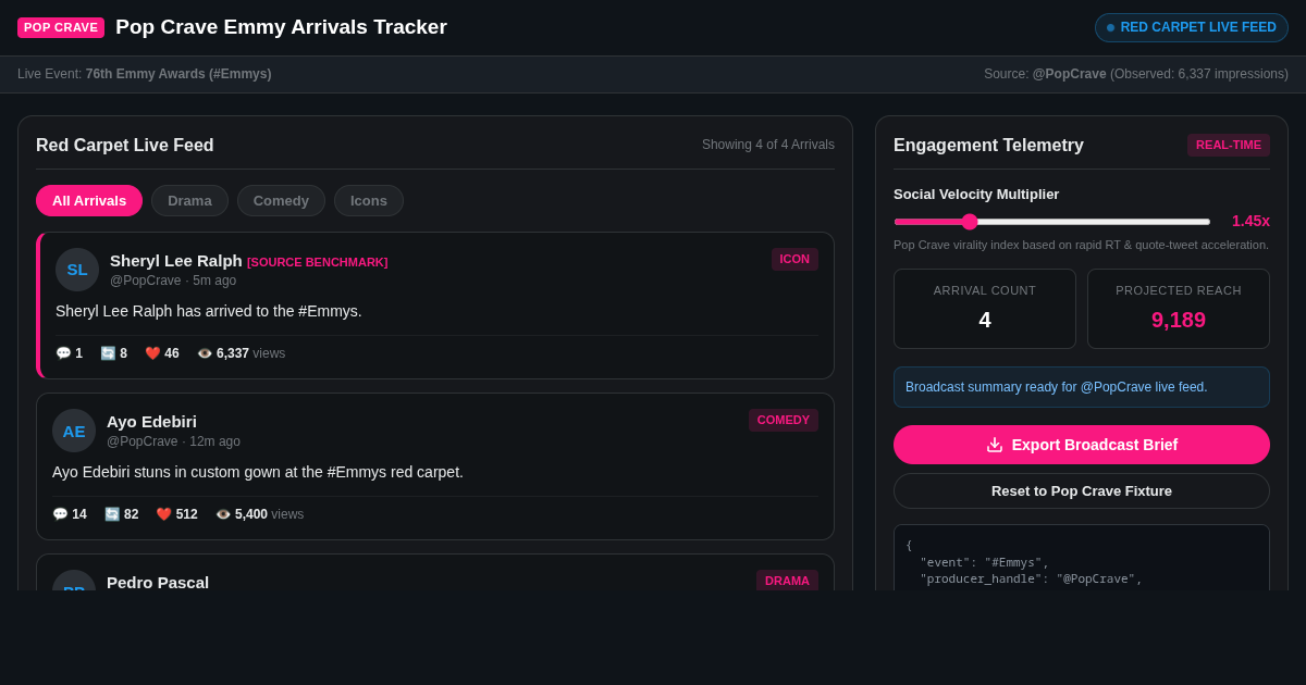 Pop Crave Emmy Arrivals Tracker preview