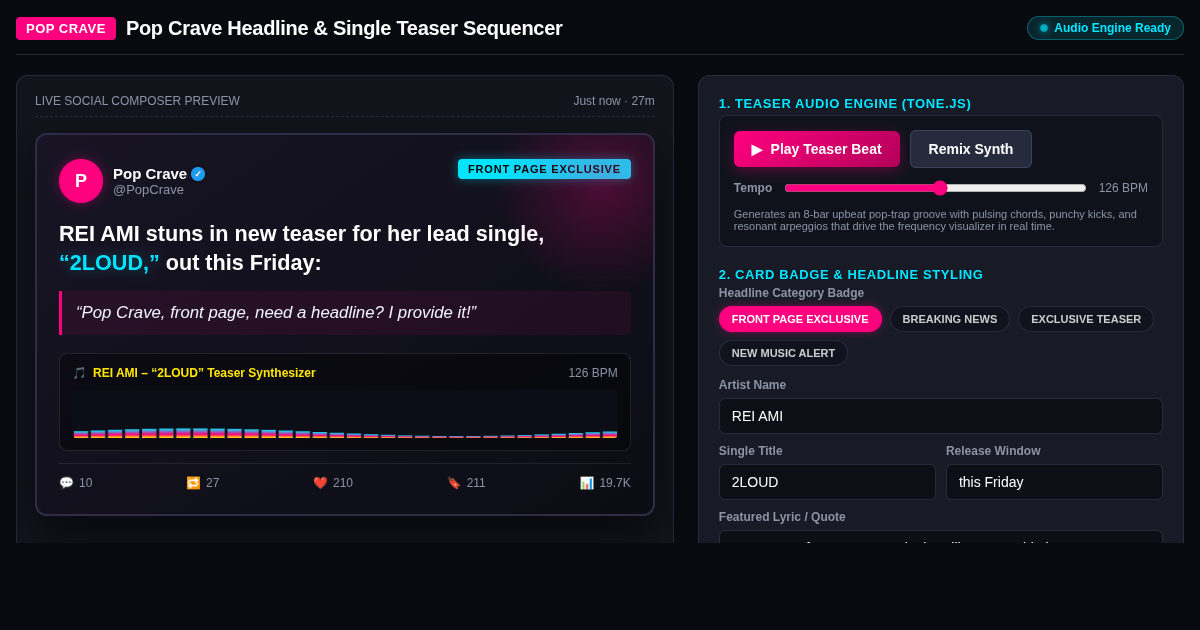 Pop Crave Headline & Single Teaser Sequencer | REI AMI 2LOUD preview