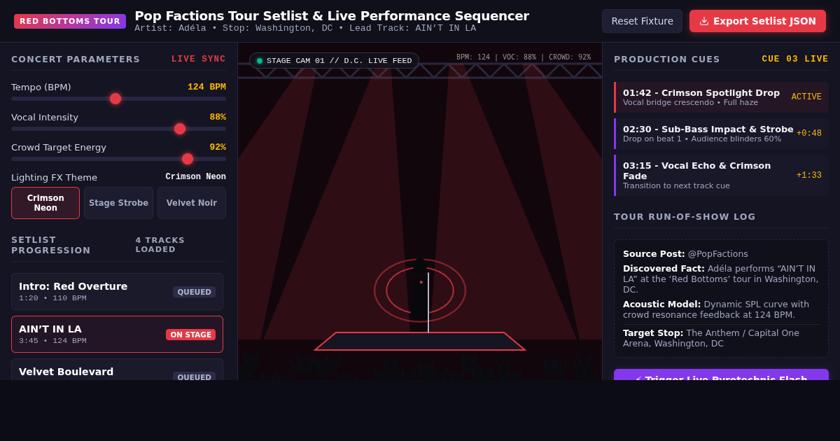 Pop Factions Tour Setlist & Live Performance Sequencer preview