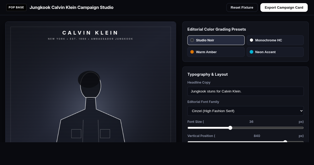 PopBase Campaign Studio: Jungkook Calvin Klein Visualizer preview