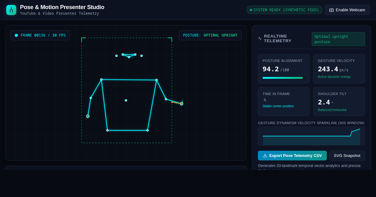Pose & Motion Presenter Telemetry Studio preview