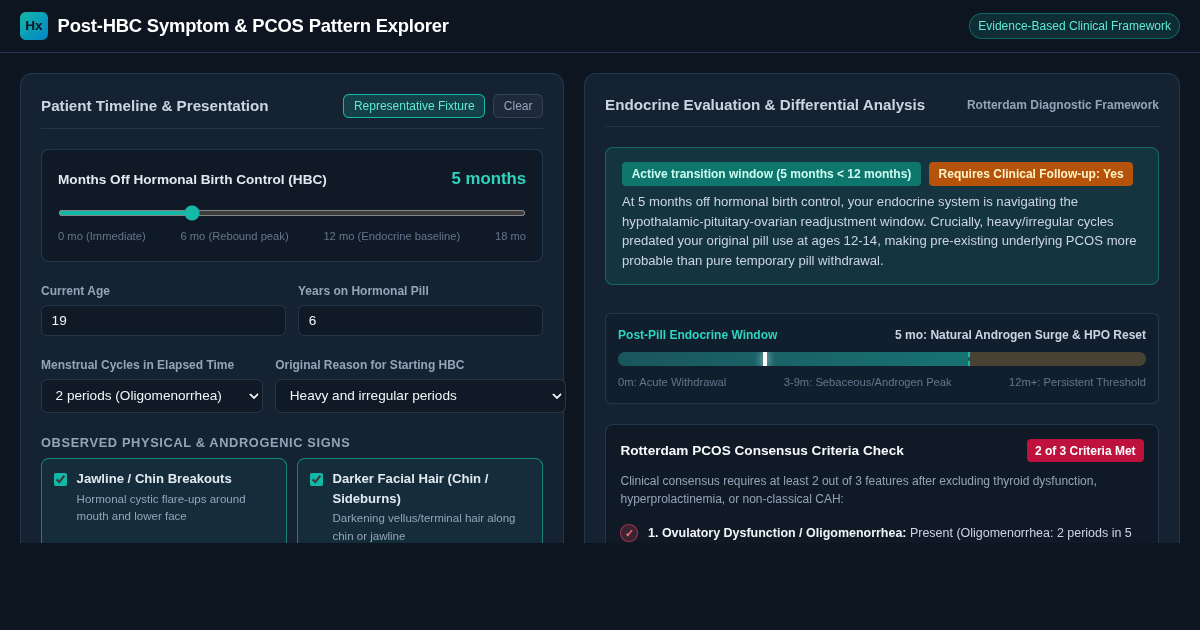 Post-HBC Symptom & PCOS Pattern Explorer preview