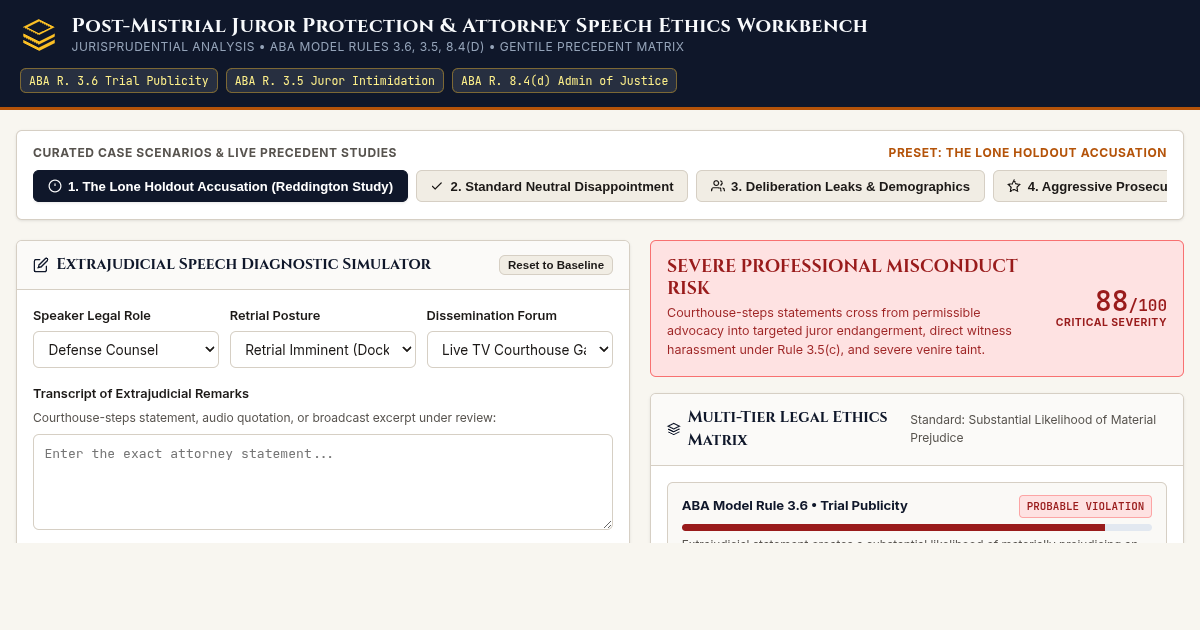 Post-Mistrial Juror Protection & Attorney Speech Ethics Workbench preview