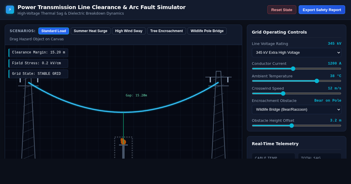 Power Transmission Line Clearance & Arc Fault Simulator preview