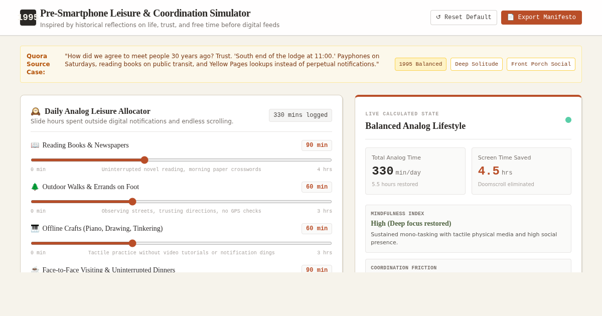 Pre-Smartphone Leisure & Coordination Simulator preview