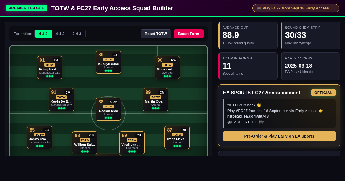 Premier League TOTW & FC27 Early Access Squad Builder preview