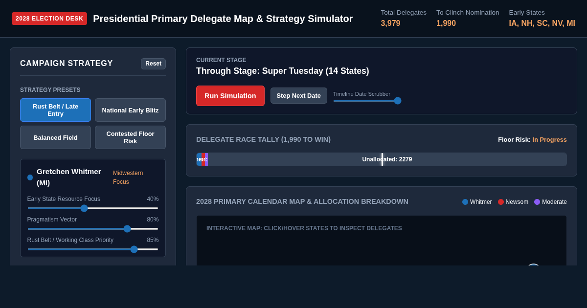 2028 Presidential Primary Delegate Map & Strategy Simulator preview