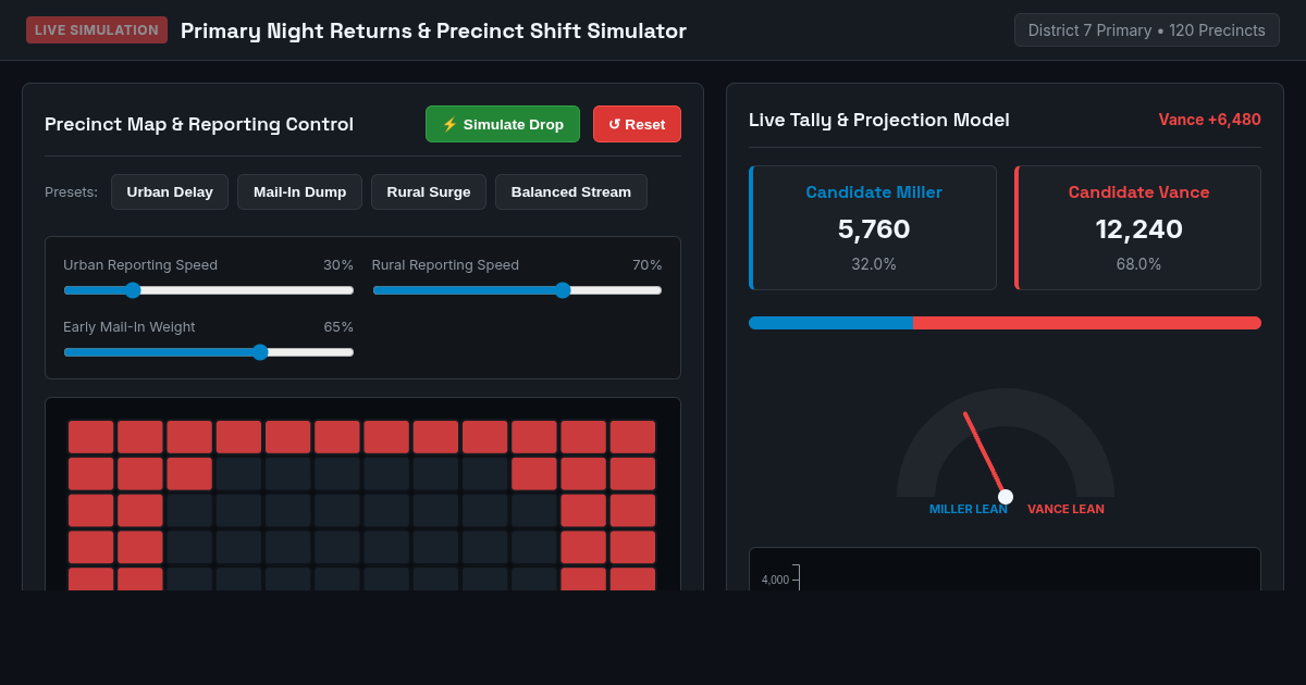 Primary Night Election Returns & Precinct Shift Simulator preview