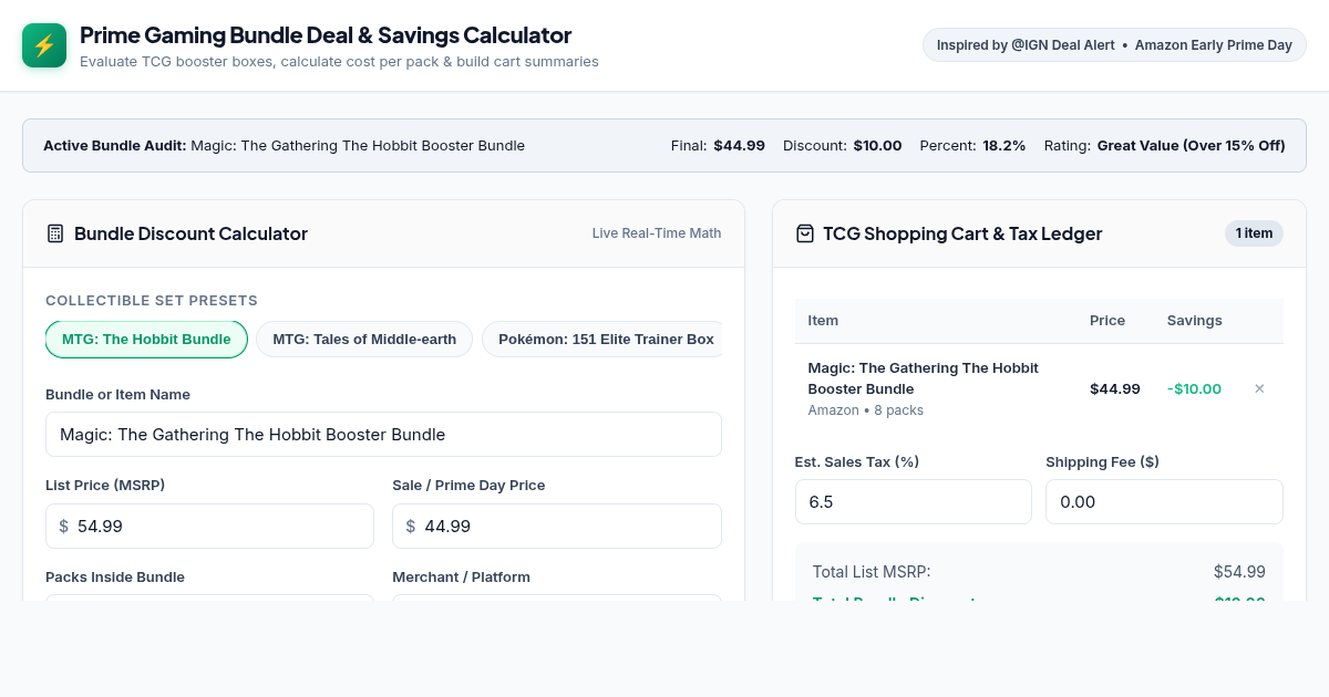 Prime Gaming Bundle Deal & Savings Calculator preview