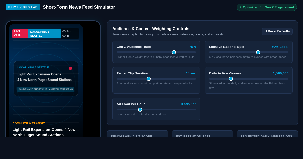 Prime Video Short-Form News Feed Simulator preview