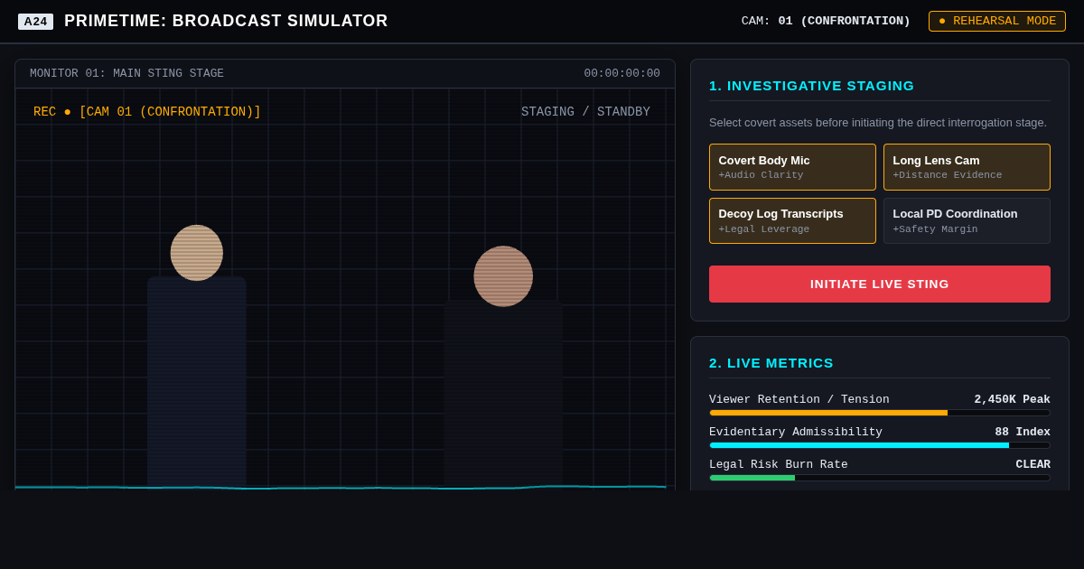 PRIMETIME: A24 Investigative Broadcast Simulator preview