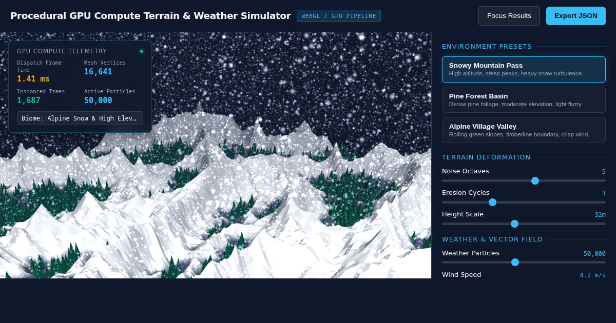 Procedural GPU Compute Terrain & Weather Simulator preview
