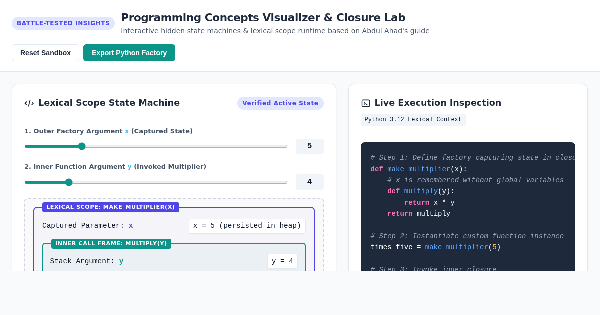 Programming Concepts Visualizer & Closure Lab preview