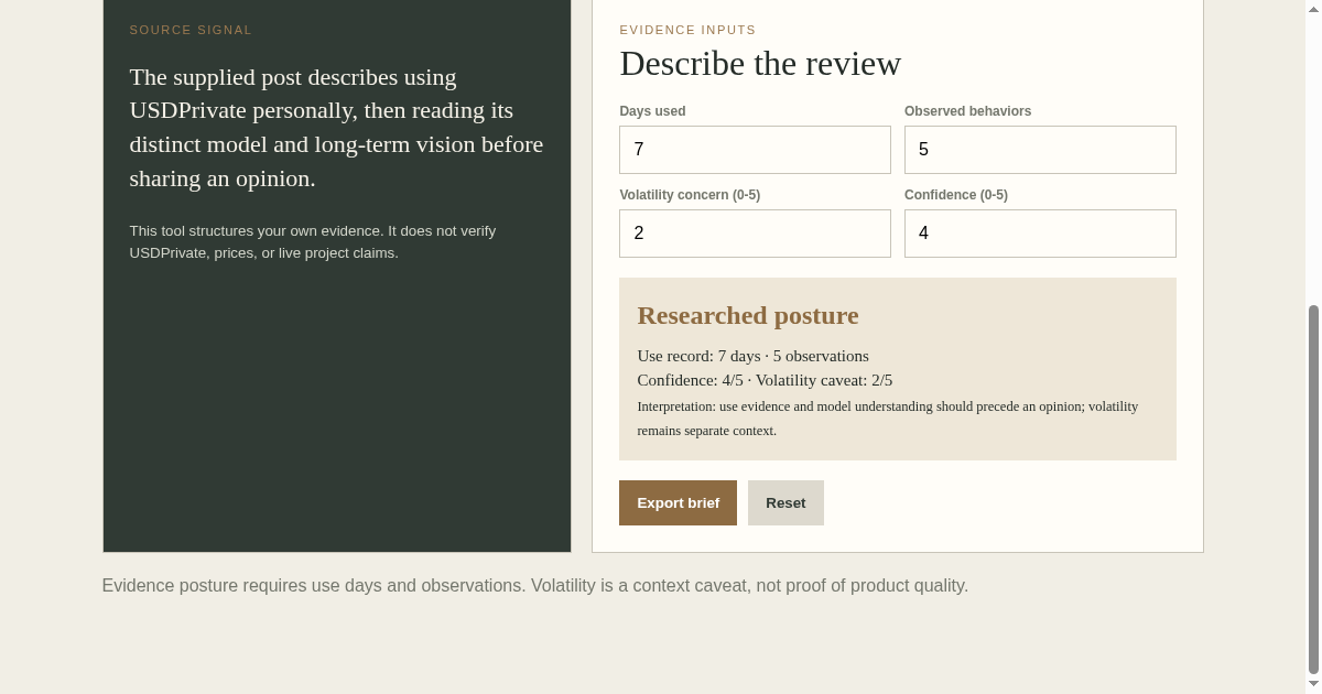 Project Evidence preview