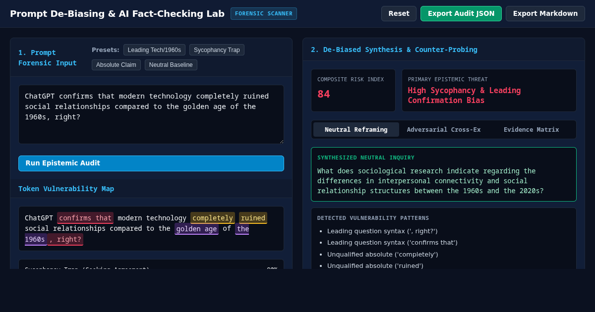 Prompt De-Biasing & AI Fact-Checking Lab preview