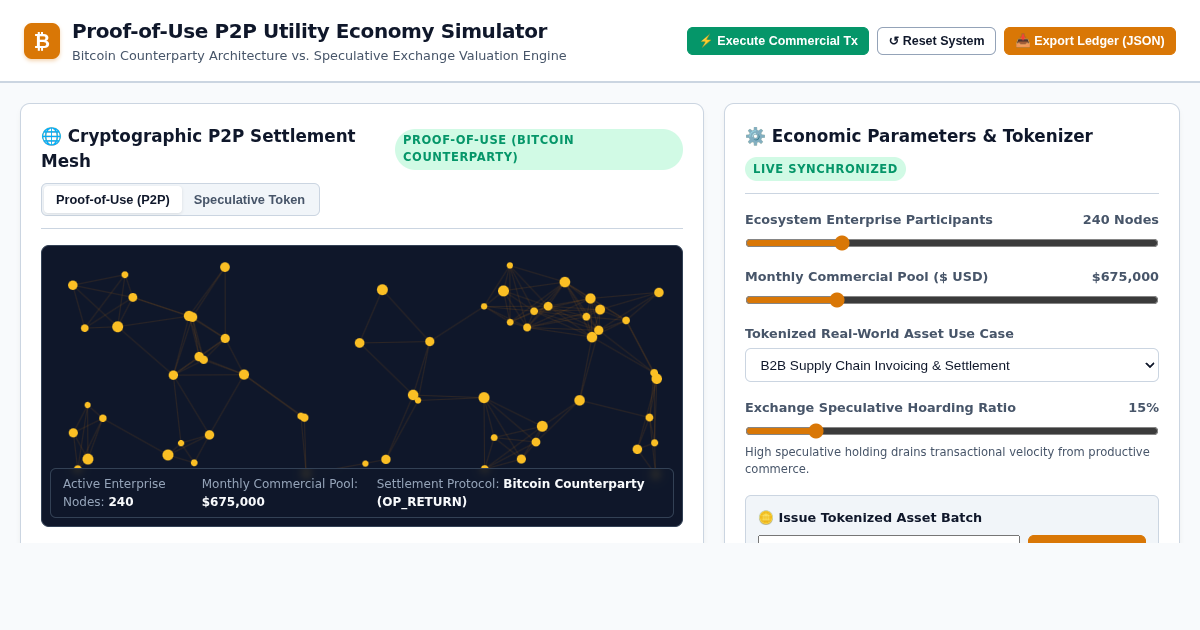 Proof-of-Use P2P Utility Economy Simulator preview