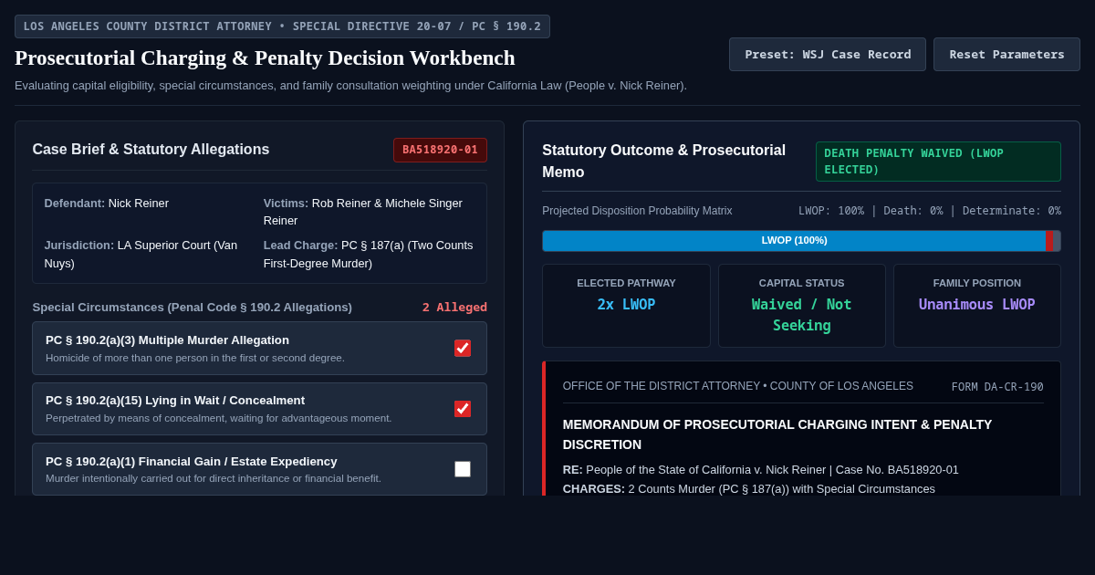 Prosecutorial Charging & Penalty Decision Workbench preview