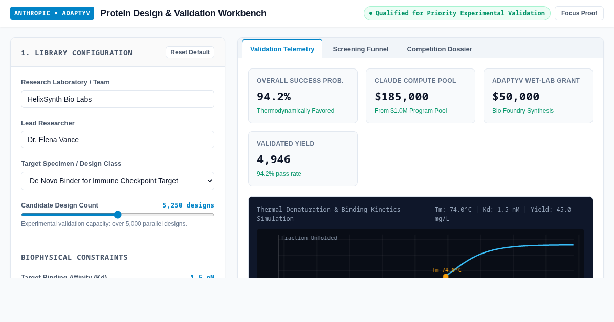 Anthropic × Adaptyv Bio Protein Design & Validation Workbench preview