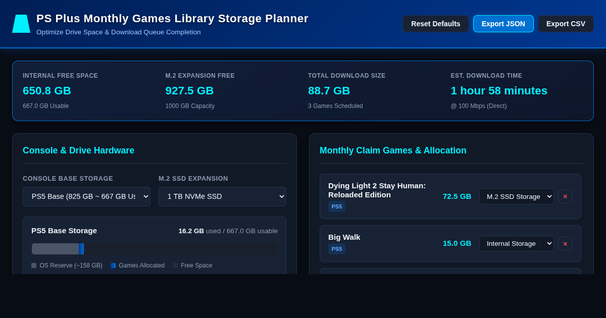 PS Plus Monthly Games Library Storage Planner preview