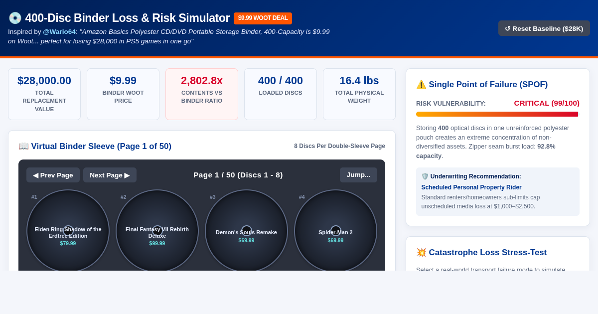 400-Disc Binder Loss & Insurance Risk Simulator preview