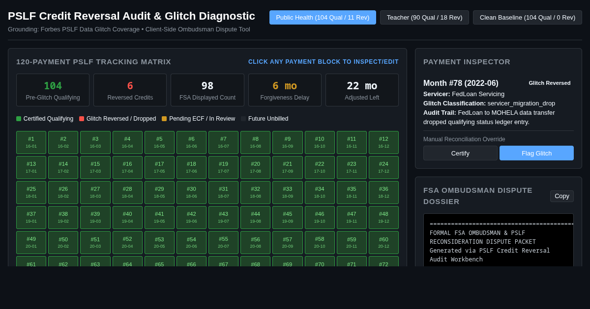 PSLF Credit Reversal Audit & Glitch Diagnostic preview