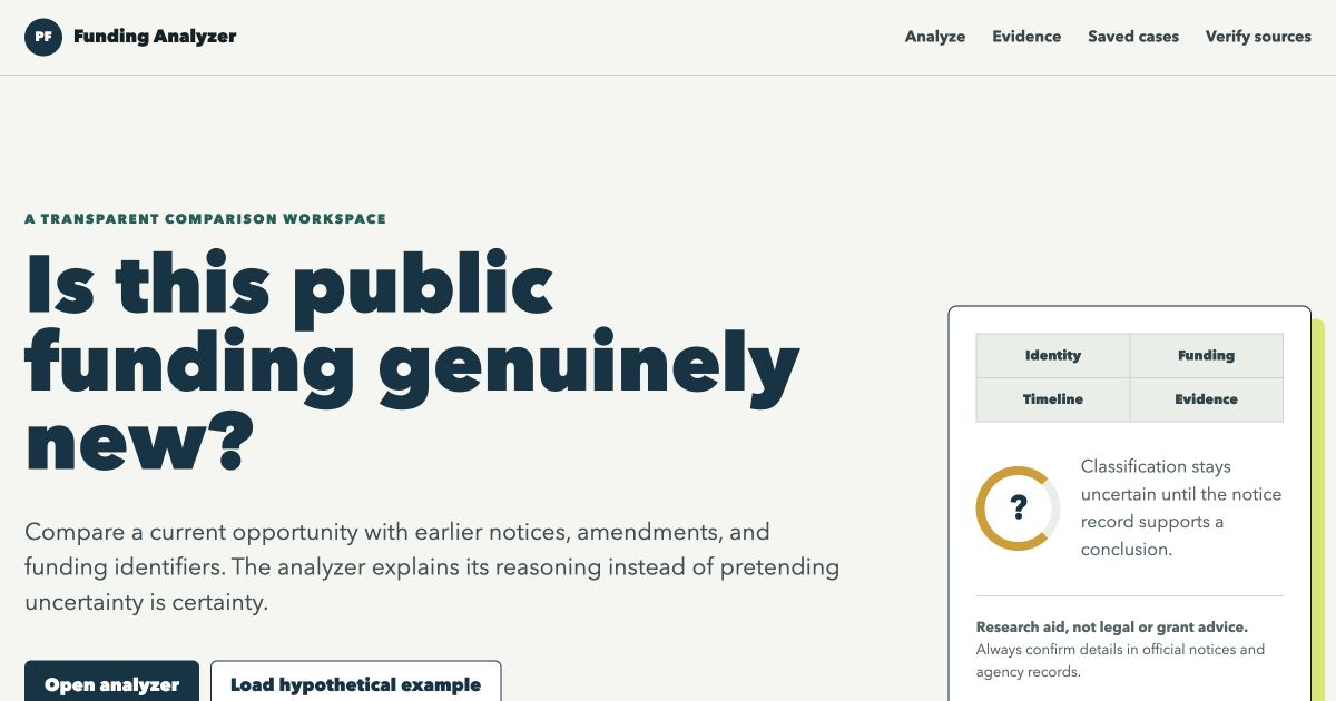 Public Funding Opportunity Analyzer preview