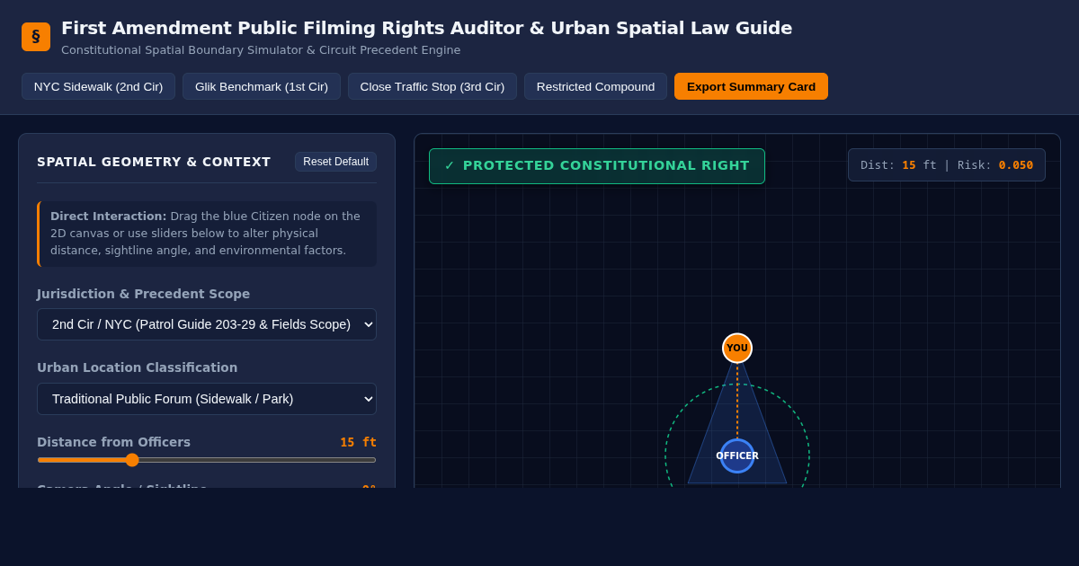 First Amendment Public Filming Rights Auditor & Urban Spatial Law Guide preview