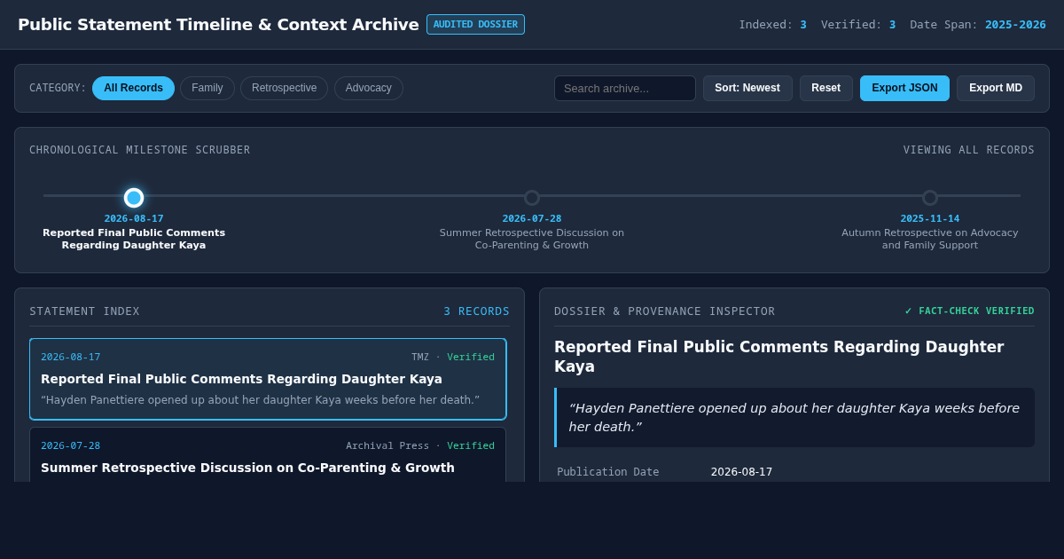 Public Statement Timeline & Context Archive preview