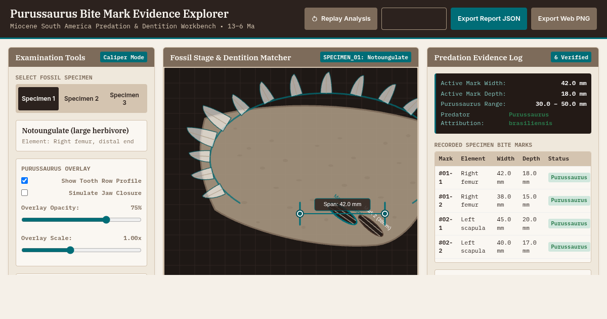 Purussaurus Bite Mark Evidence Explorer preview