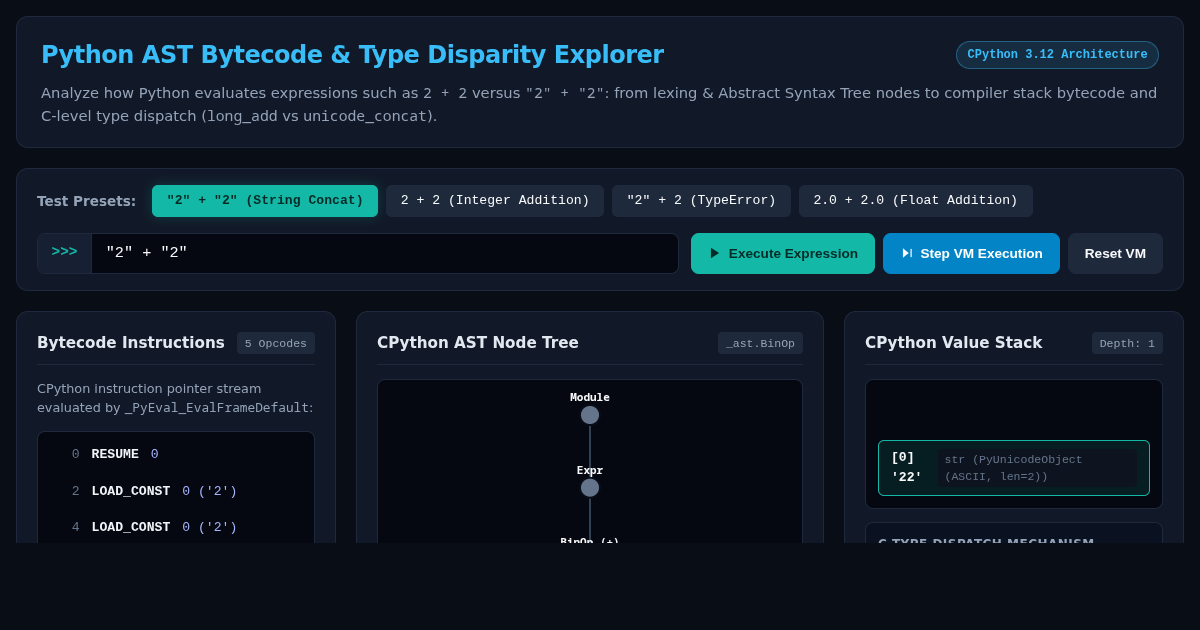 Python AST Bytecode & Type Disparity Explorer preview