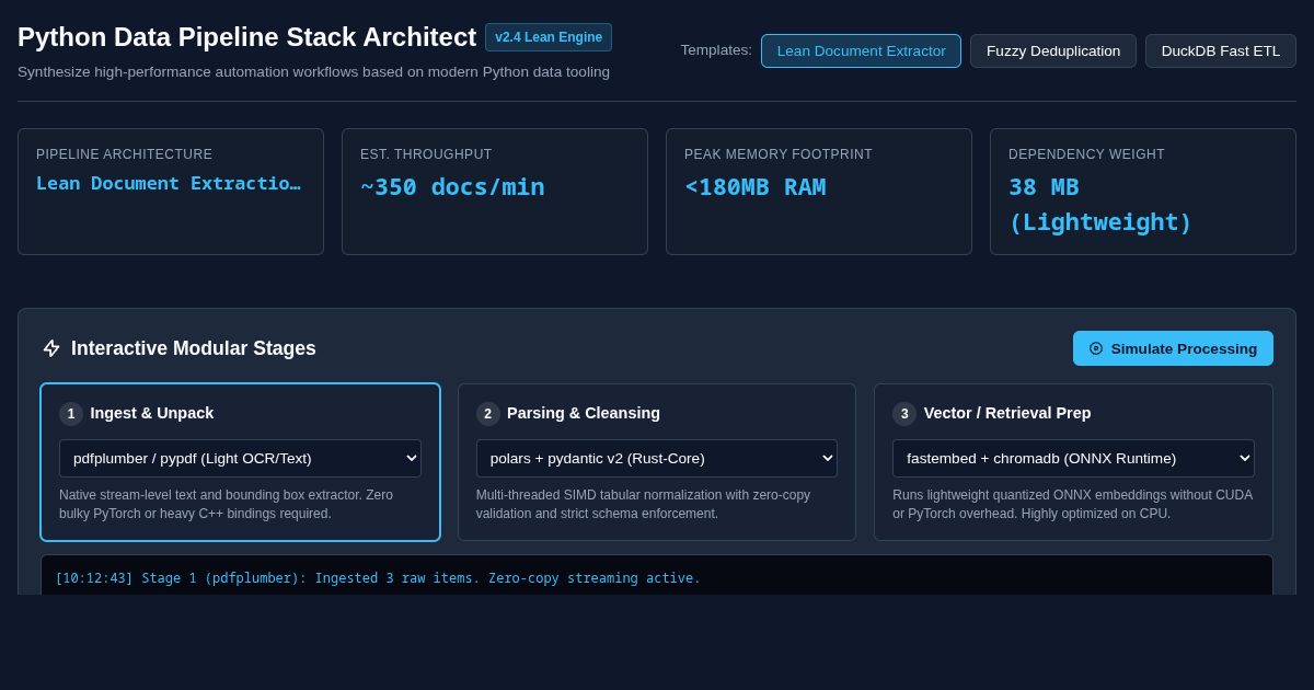 Python Data Pipeline Stack Architect preview