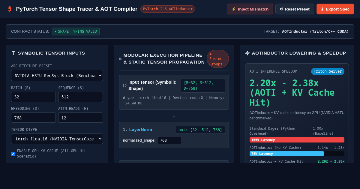 PyTorch Tensor Shape Tracer & AOT Compilation Visualizer preview