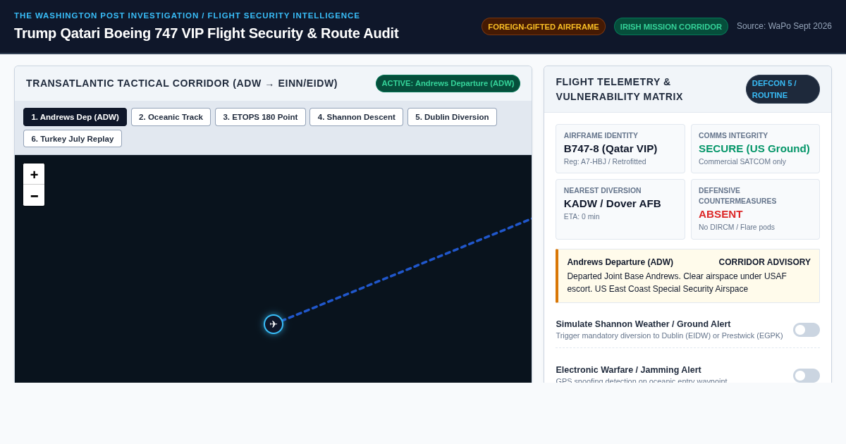 Trump Qatari Boeing 747 VIP Flight Security & Route Audit preview