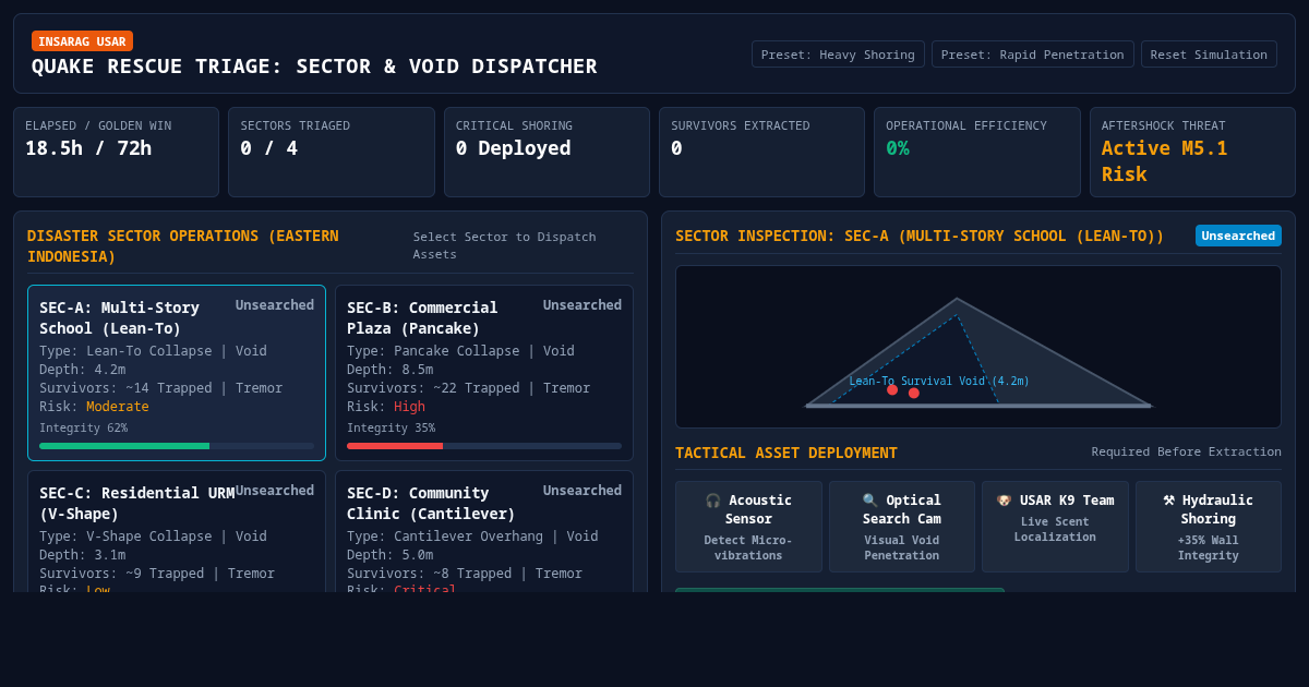 Quake Rescue Triage: USAR Sector & Void Search Dispatcher preview