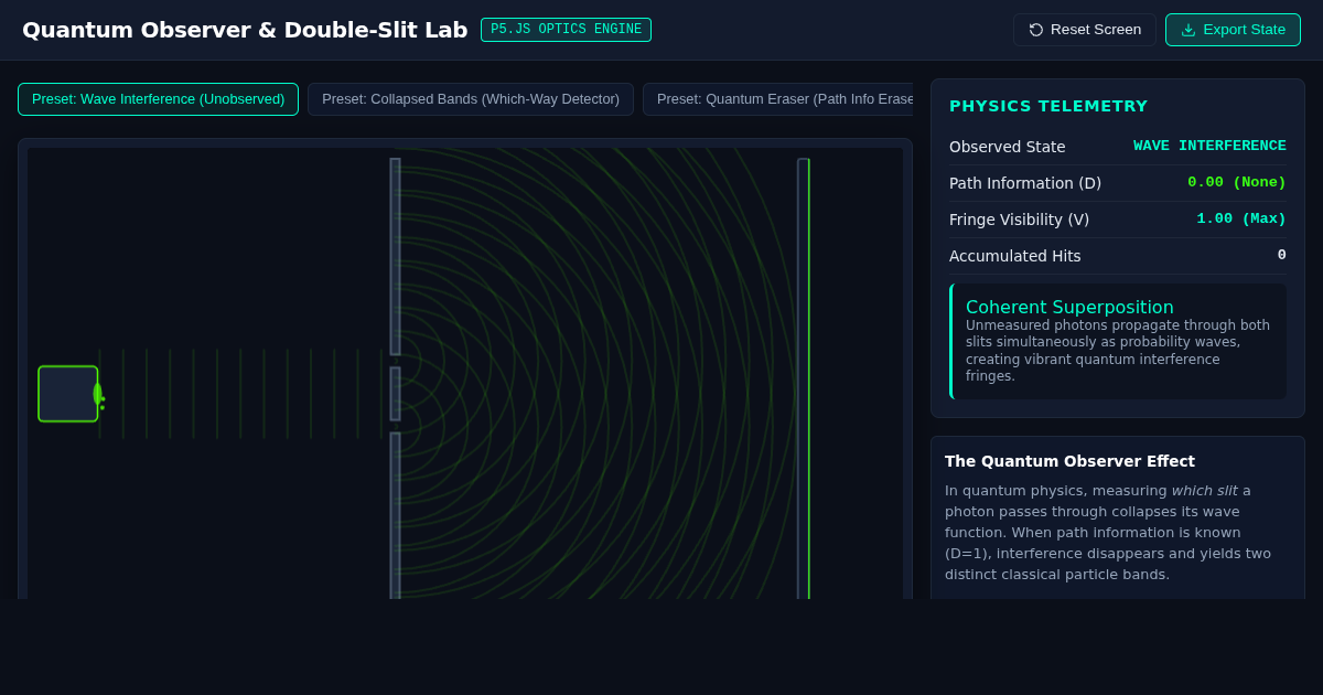 Quantum Double-Slit & Observer Simulation preview