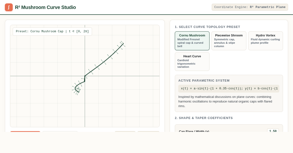 R² Mushroom Curve Studio & Parametric Sculptor preview