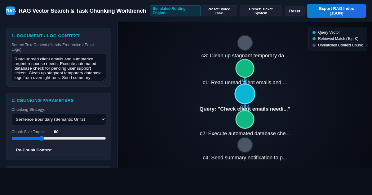 RAG Vector Search & Task Chunking Workbench preview