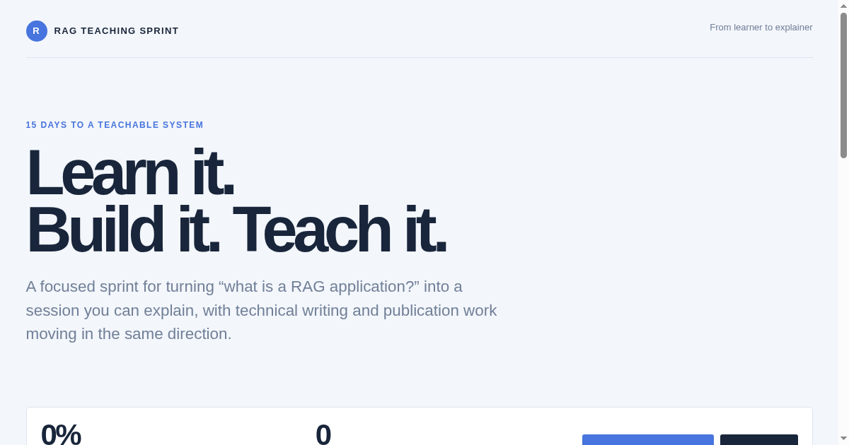 RAG Teaching Sprint preview