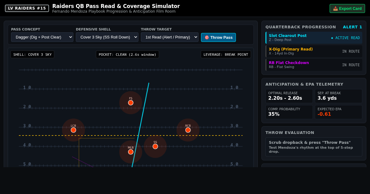 Raiders QB Pass Read & Coverage Simulator | Fernando Mendoza Film Room preview