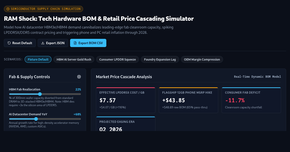 RAM Shock: Tech Hardware BOM & Retail Price Cascading Simulator preview