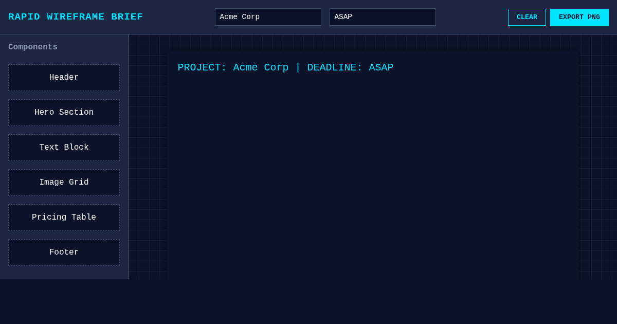 Rapid Wireframe Brief Builder preview