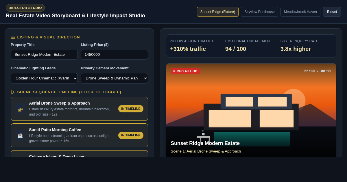 Real Estate Video Storyboard & Lifestyle Impact Studio preview
