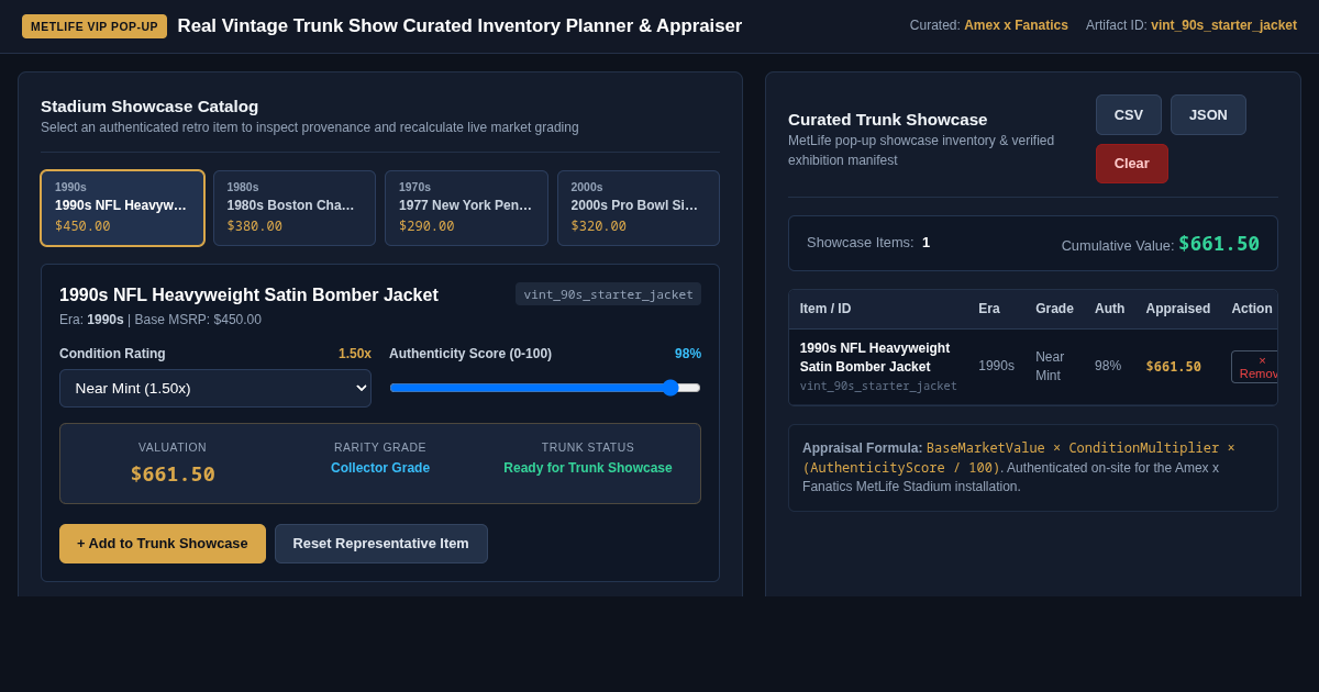 Real Vintage Trunk Show Curated Inventory Planner & Appraiser preview