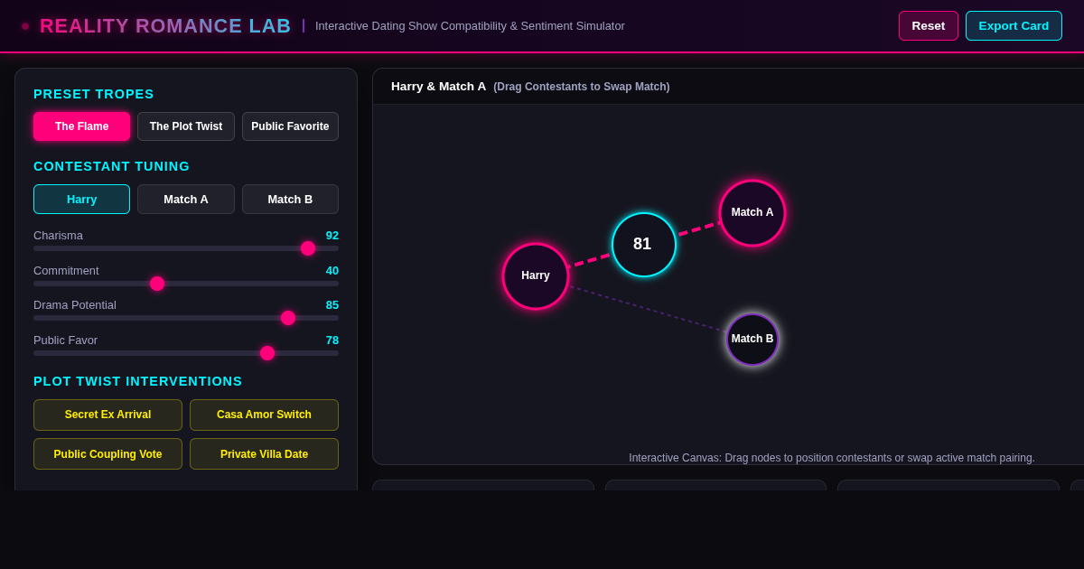 Reality Dating Show Compatibility Simulator preview