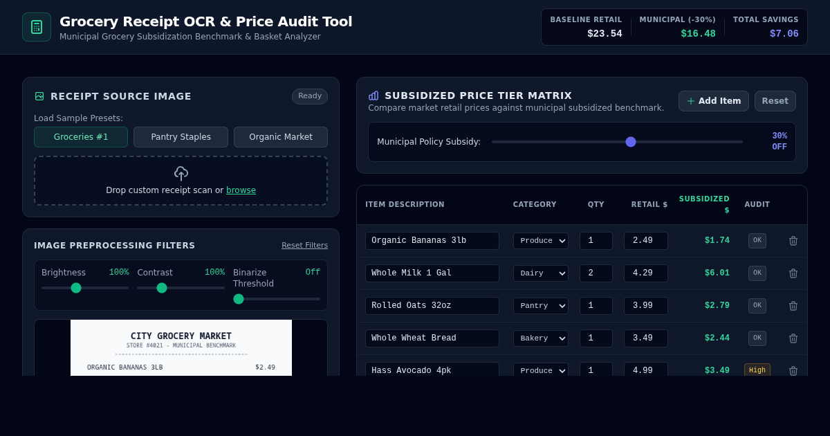 Grocery Receipt OCR & Price Audit Tool preview