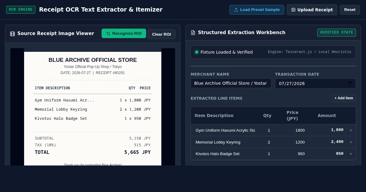 Receipt OCR Text Extractor & Itemizer preview