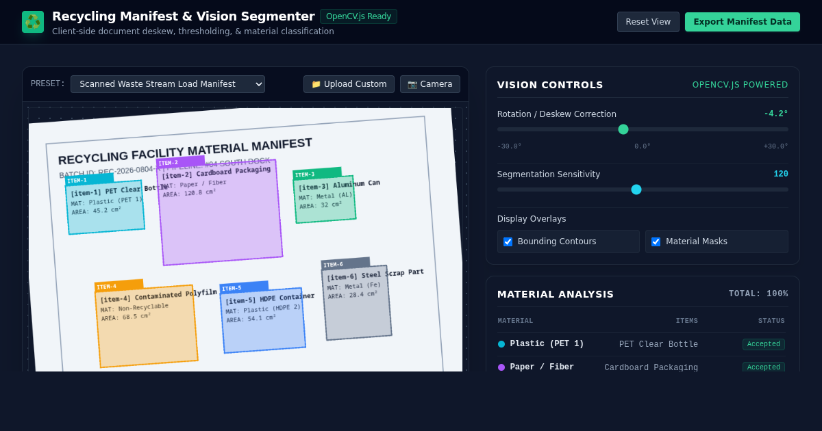 Recycling Manifest & Item Image Segmenter preview