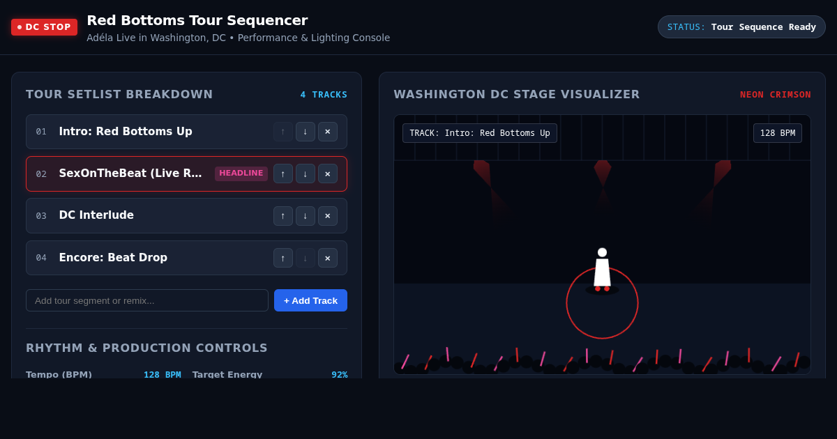 Red Bottoms Tour Setlist & Live Performance Sequencer preview