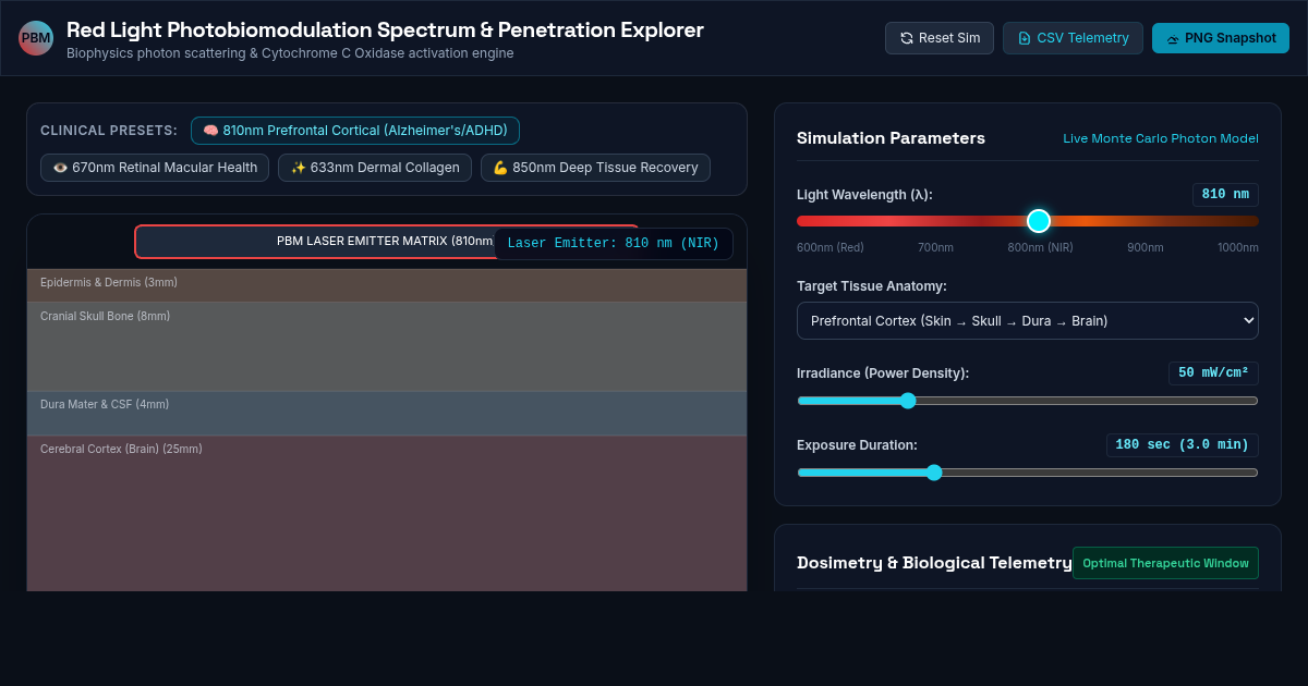 Red Light Photobiomodulation Spectrum & Penetration Explorer preview