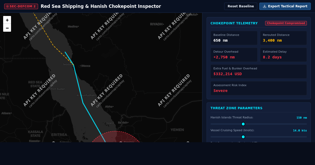 Red Sea Shipping Route & Hanish Island Chokepoint Inspector preview
